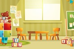Vector cartoon interior of kindergarten room,Vector cartoon interior of kindergarten room